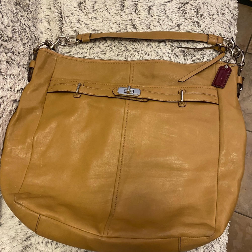 Coach Tan Genuine Leather Extra Large  Handbag